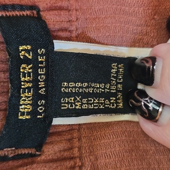 Forever 21 M Corduroy Mini Skirt Brown Casual Skater Boho Indie Femme Flirty Fab - Picture 5 of 7